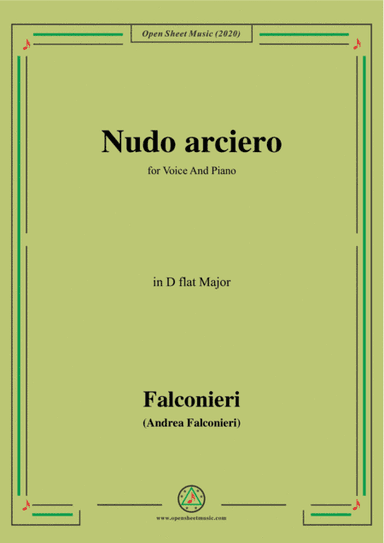 Falconieri-Nudo arciero,in D flat Major,for Voice and Piano (arr. MSM)