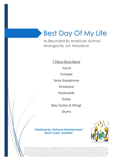 Best Day Of My Life (arr. Jon Woodend)