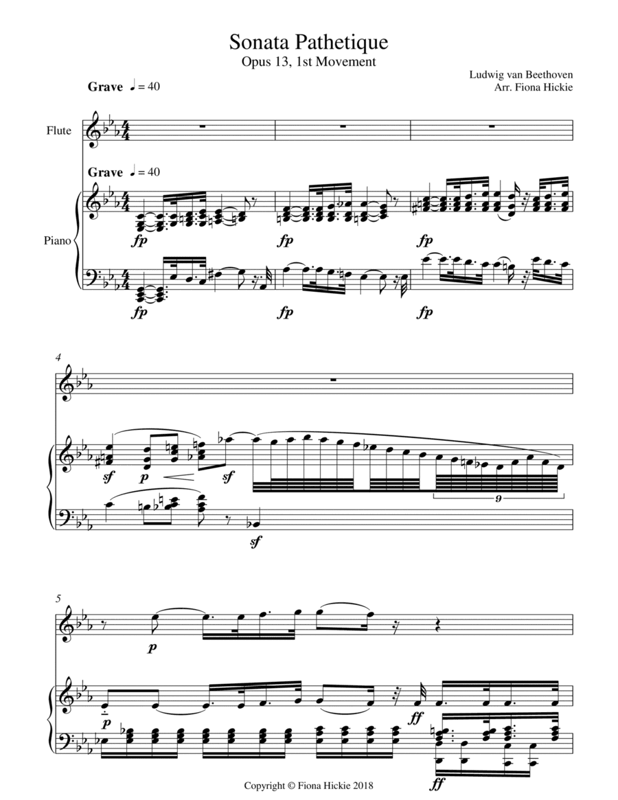 Sonata Pathetique: Opus 13, 1st Movement (arr. Fiona Hickie)