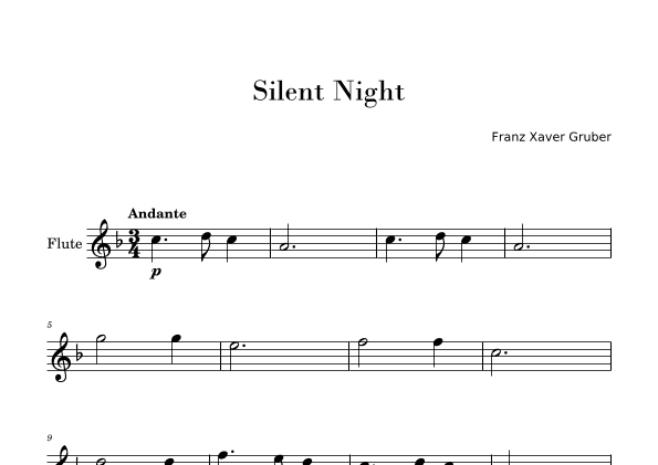 Silent Night (Easy Flute Solo) (arr. Gisele Sant'Ana)