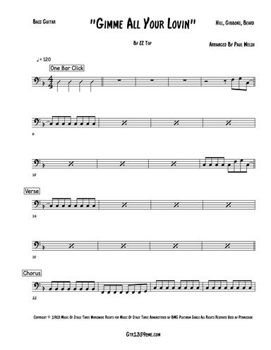 Gimme All Your Lovin' (arr. P Welsh)