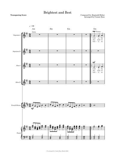 Brightest and Best - SSAA French Horn and Piano (arr. Connie Boss)
