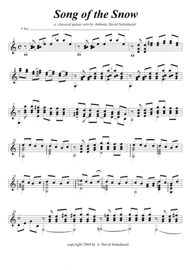 Song of the Snow-a classical guitar solo for the intermediate to advanced player