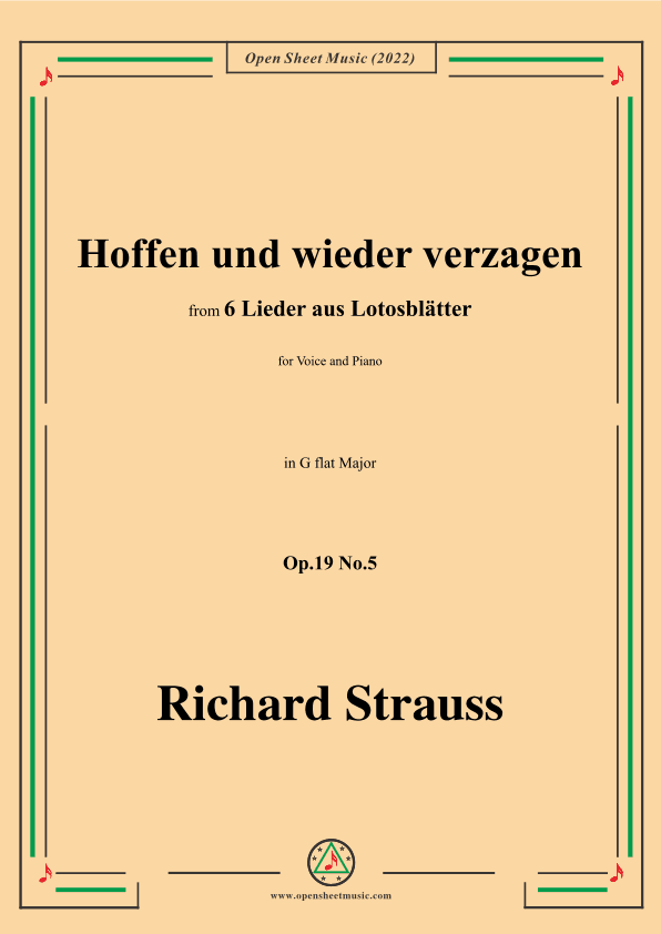 Richard Strauss-Hoffen und wieder verzagen,in G flat Major (arr. OSM Press)