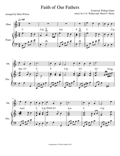 Faith of Our Fathers--oboe solo (arr. Beka Wilson)