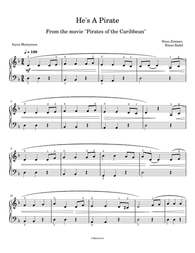 He's A Pirate (arr. Iryna Martynova)