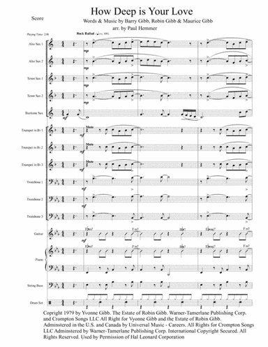 How Deep Is Your Love  from the Motion Picture SATURDAY NIGHT FEVER (arr. Paul Hemmer)