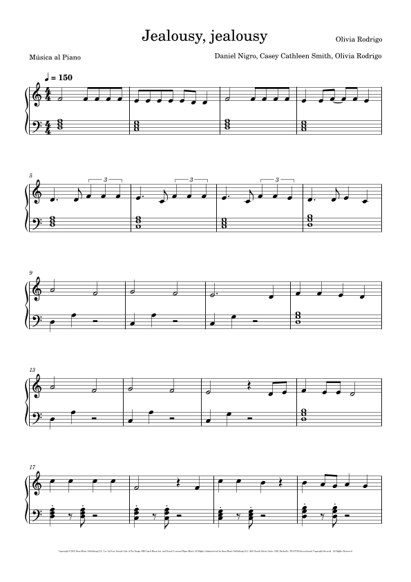 Jealousy, Jealousy (arr. Música al Piano)