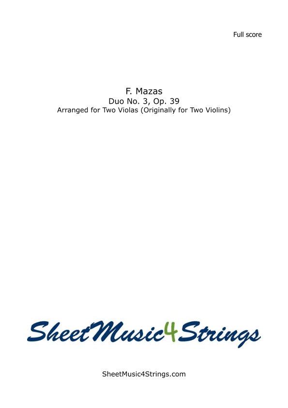Mazas Duo No. 3, Op. 39 Arranged for Two Violas (arr. SheetMusic4Strings)