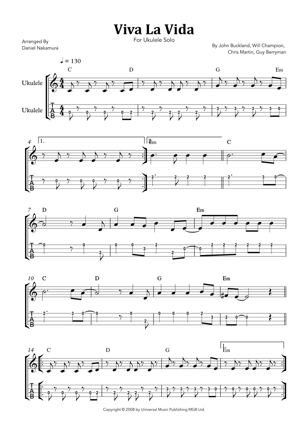 Viva La Vida (arr. Daniel Nakamura)