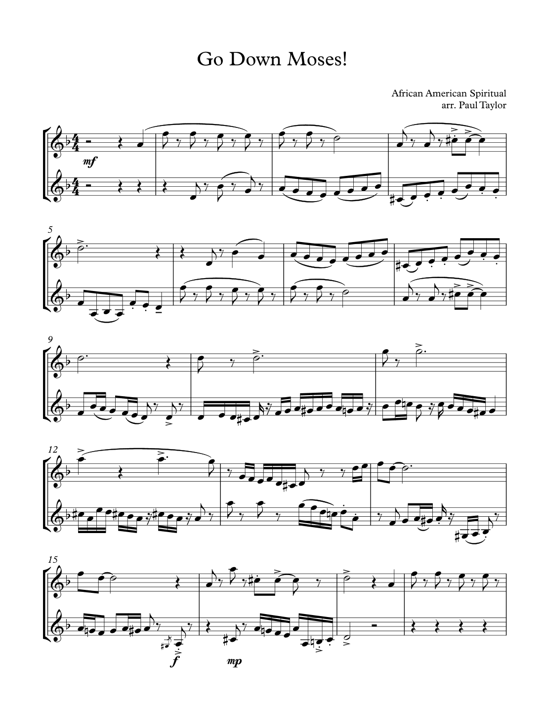 Go Down Moses (arr. Paul Taylor)
