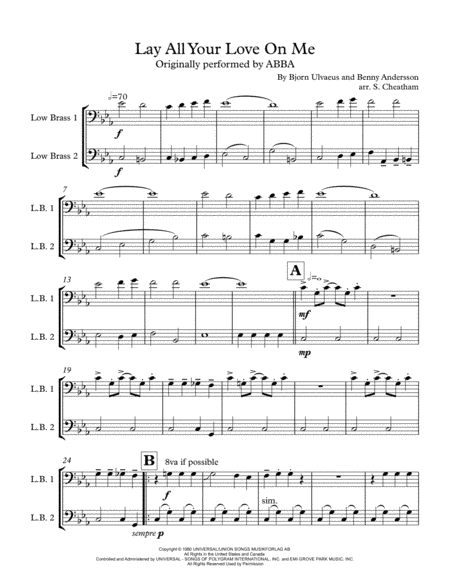 Lay All Your Love On Me (arr. Steven Cheatham)