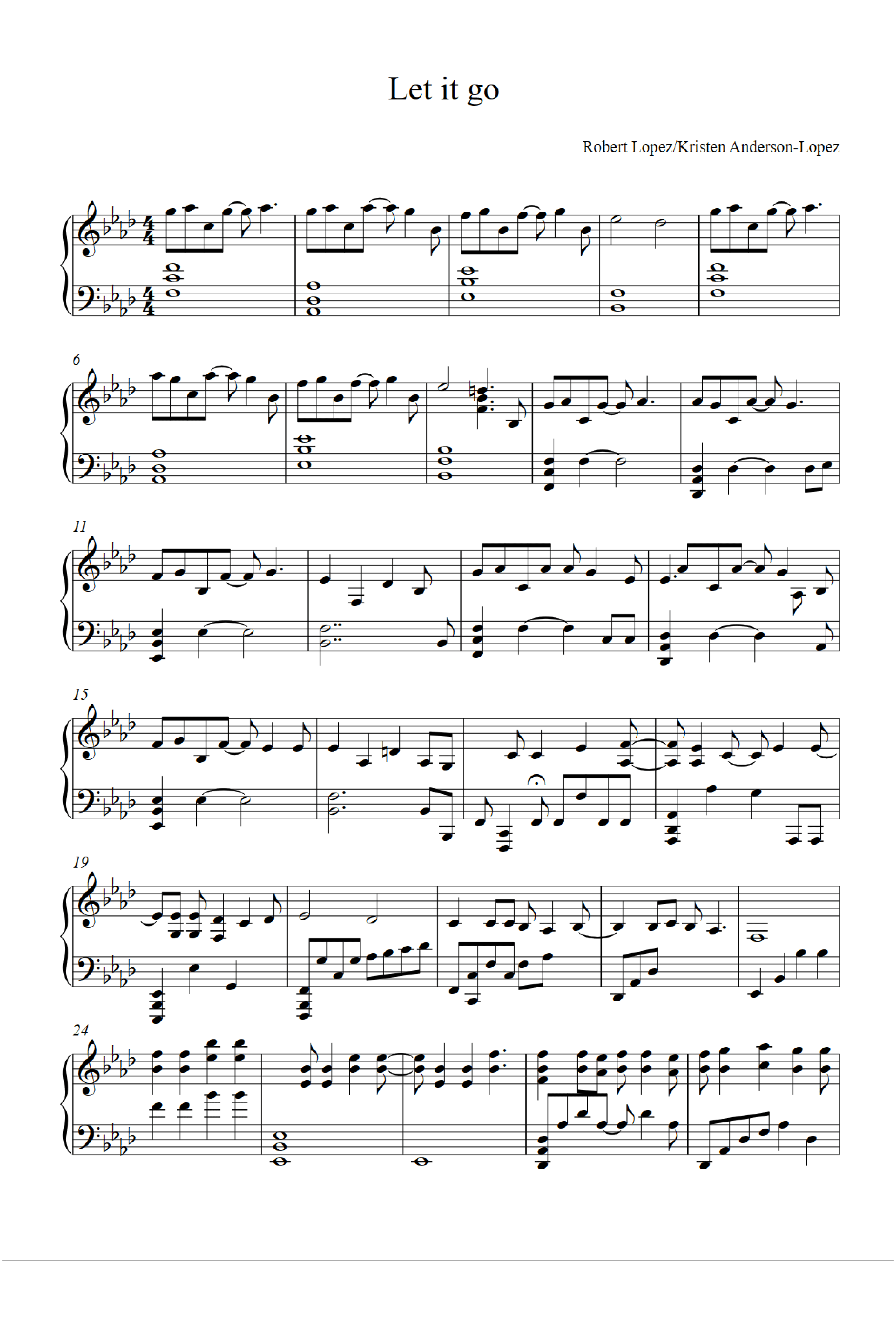 Let It Go (arr. Robert Lopez)