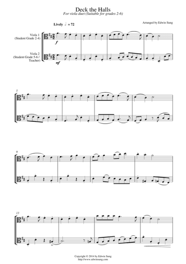 Deck the Halls (for viola duet, suitable for grades 2-6) (arr. Edwin Sung)