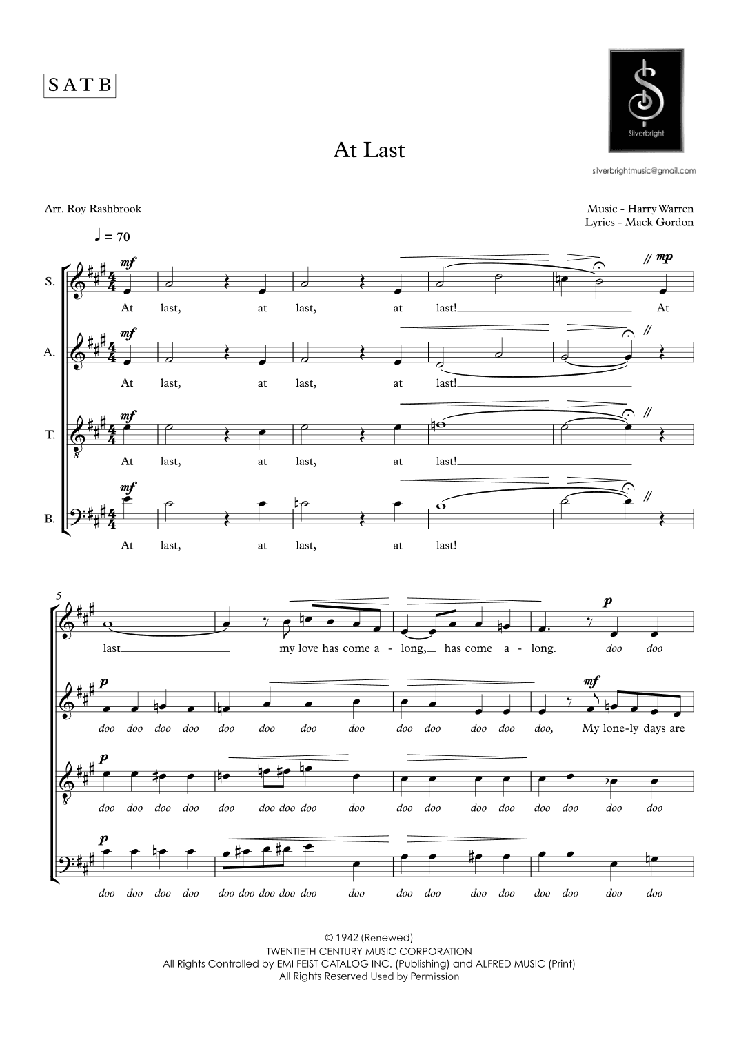 At Last (arr. Roy Rashbrook)