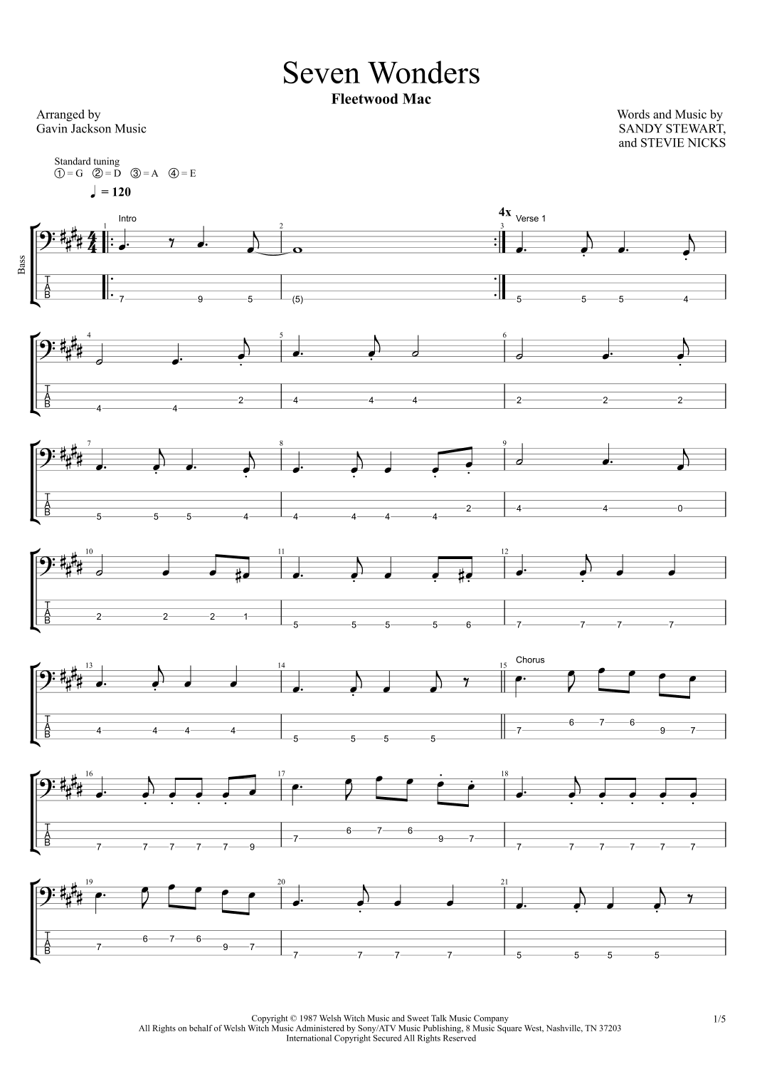 Seven Wonders (arr. Gavin Jackson Music)
