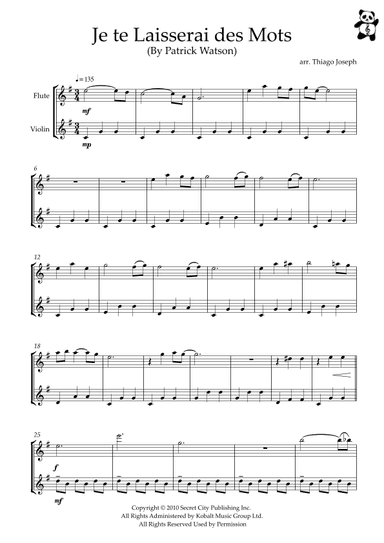 Je Te Laisserai Des Mots (arr. Thiago Joseph)