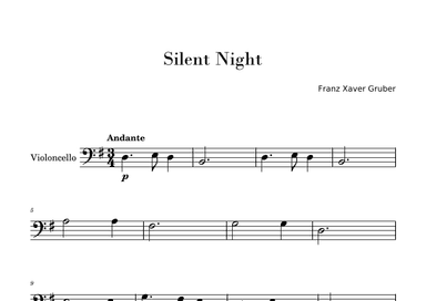Silent Night (Easy Cello Solo) (arr. Gisele Sant'Ana)