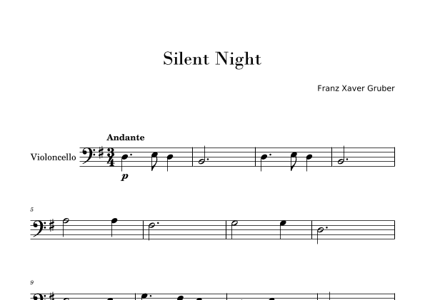Silent Night (Easy Cello Solo) (arr. Gisele Sant'Ana)