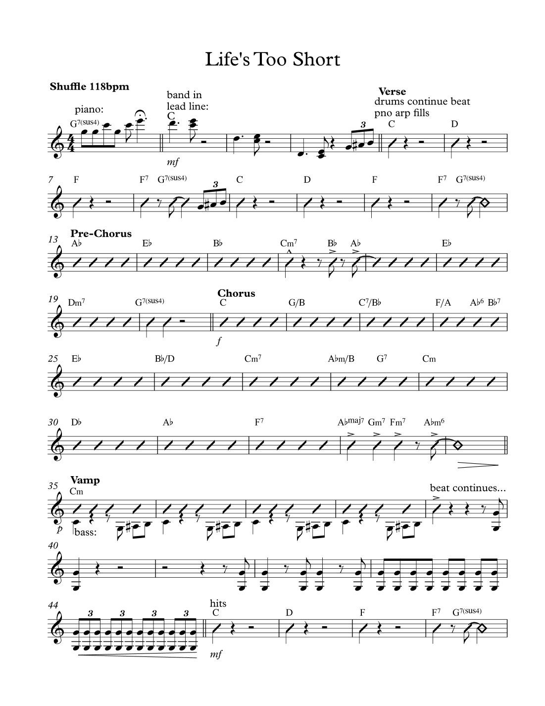 Life's Too Short (arr. Nathan Kersey-Wilson)