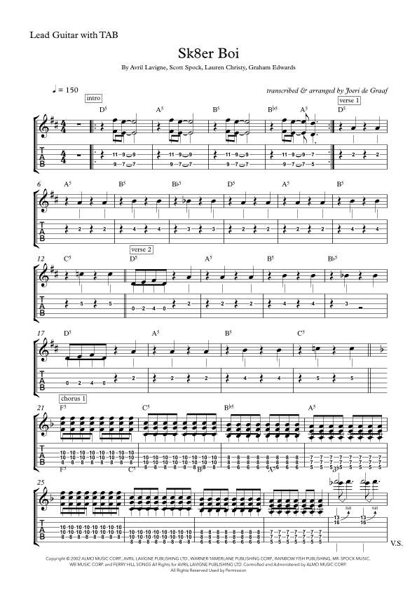 Sk8er Boi (arr. Joeri de Graaf)
