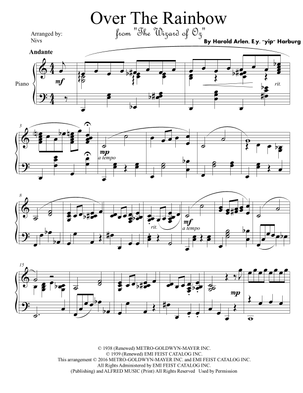 Over The Rainbow (arr. Nivs)