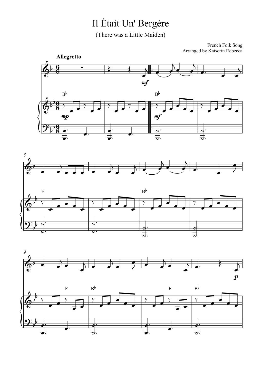 Il Était Un' Bergère (There was a Little Maiden) (arr. Kaiserin Rebecca)