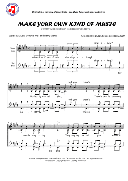Make Your Own Kind Of Music (arr. LABBS Music Category)