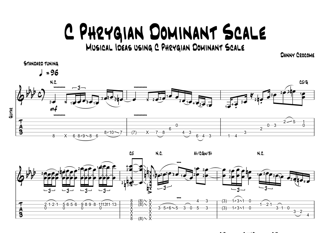 C Phrygian Dominant Scale - Musical Ideas Using C Phrygian Dominant Scale