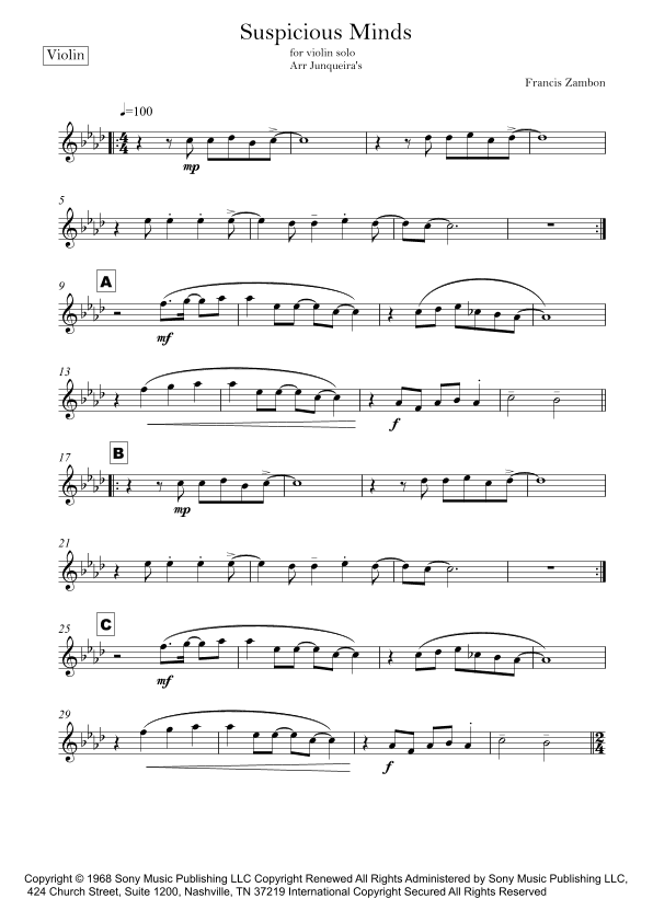 Suspicious Minds (arr. Junqueira's)