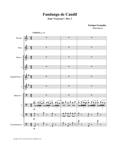El Fandango de Candil (Fandango by Candlelight) for Double Reed Octet + Flute, Piccolo (arr. Richard Byrnes)