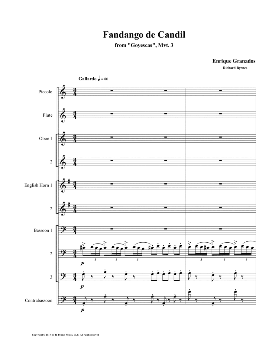 El Fandango de Candil (Fandango by Candlelight) for Double Reed Octet + Flute, Piccolo (arr. Richard Byrnes)