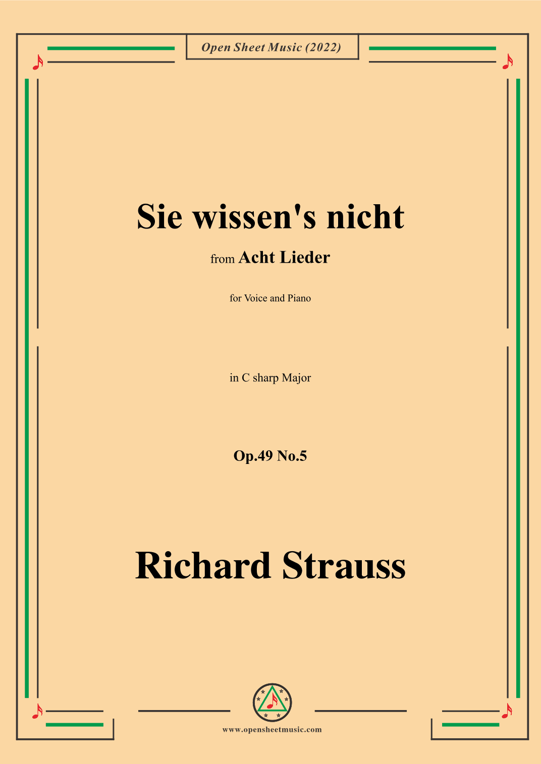 Richard Strauss-Sie wissen's nicht,in C sharp Major (arr. OSM Press)