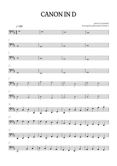 Pachelbel Canon in D • tuba sheet music (arr. Benzaiten Editions)