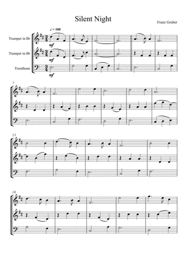 Franz Gruber - Silent Night (Trumpet, Trumpet and Trombone Trio) (arr. André Laitano)