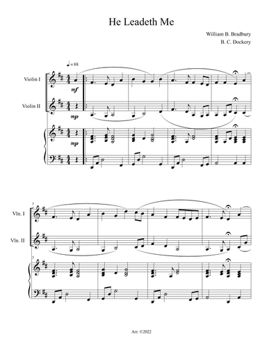 He Leadeth Me (Violin Duet with Piano Accompaniment) (arr. B. C. Dockery)