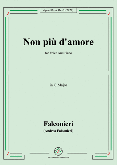 Falconieri-Non più d'amore,in G Major,for Voice and Piano (arr. MSM)