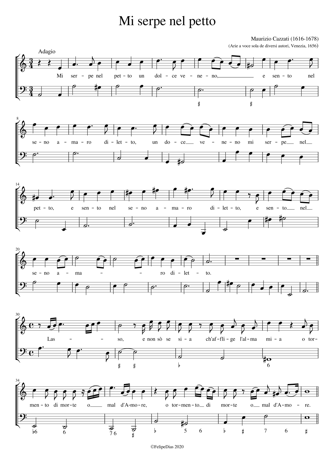 Mi serpe nel petto (arr. Early Music Scores)