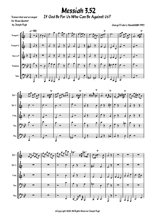 Messiah 3.52 If God Be For Us Who Can Be Against Us? (arr. Joseph Pugh)