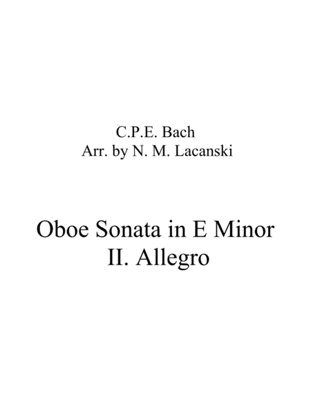 Sonata in E Minor for Oboe and String Quartet II. Allegro (arr. Nick Lacanski)