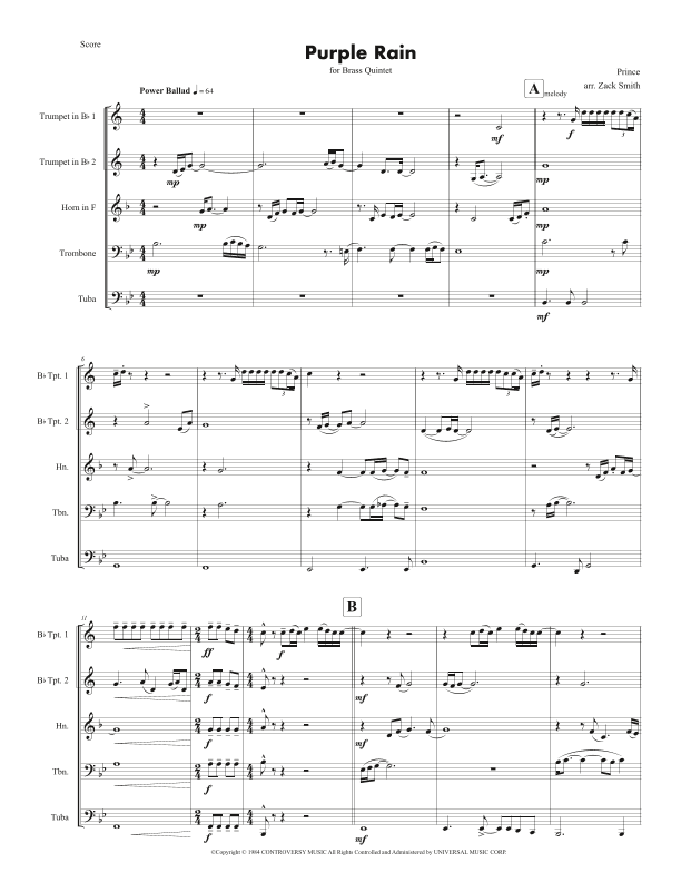 Purple Rain (arr. Zack Smith)