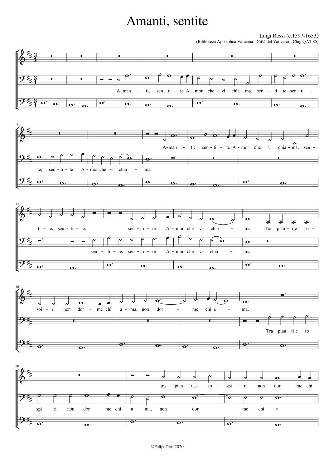 Amanti, sentite (Two low voices) (arr. Early Music Scores)