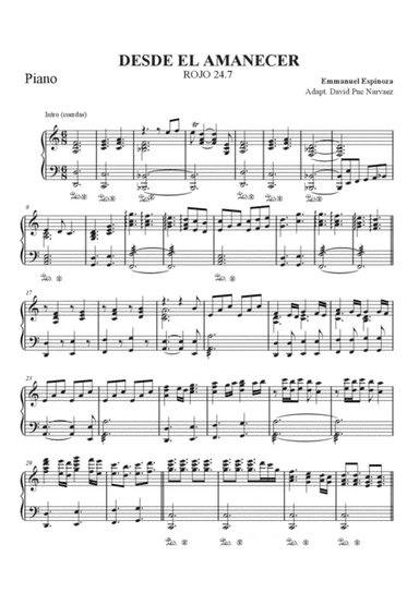 Rojo 24.7 Desde el amanecer PIANO (Accompaniment) (arr. David Puc Narváez)