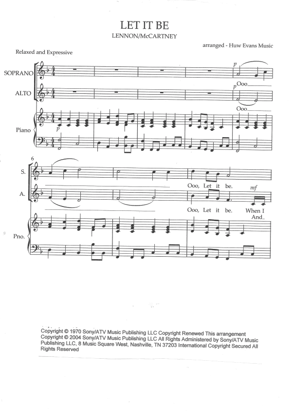 Let It Be (arr. HUW EVANS MUSIC)