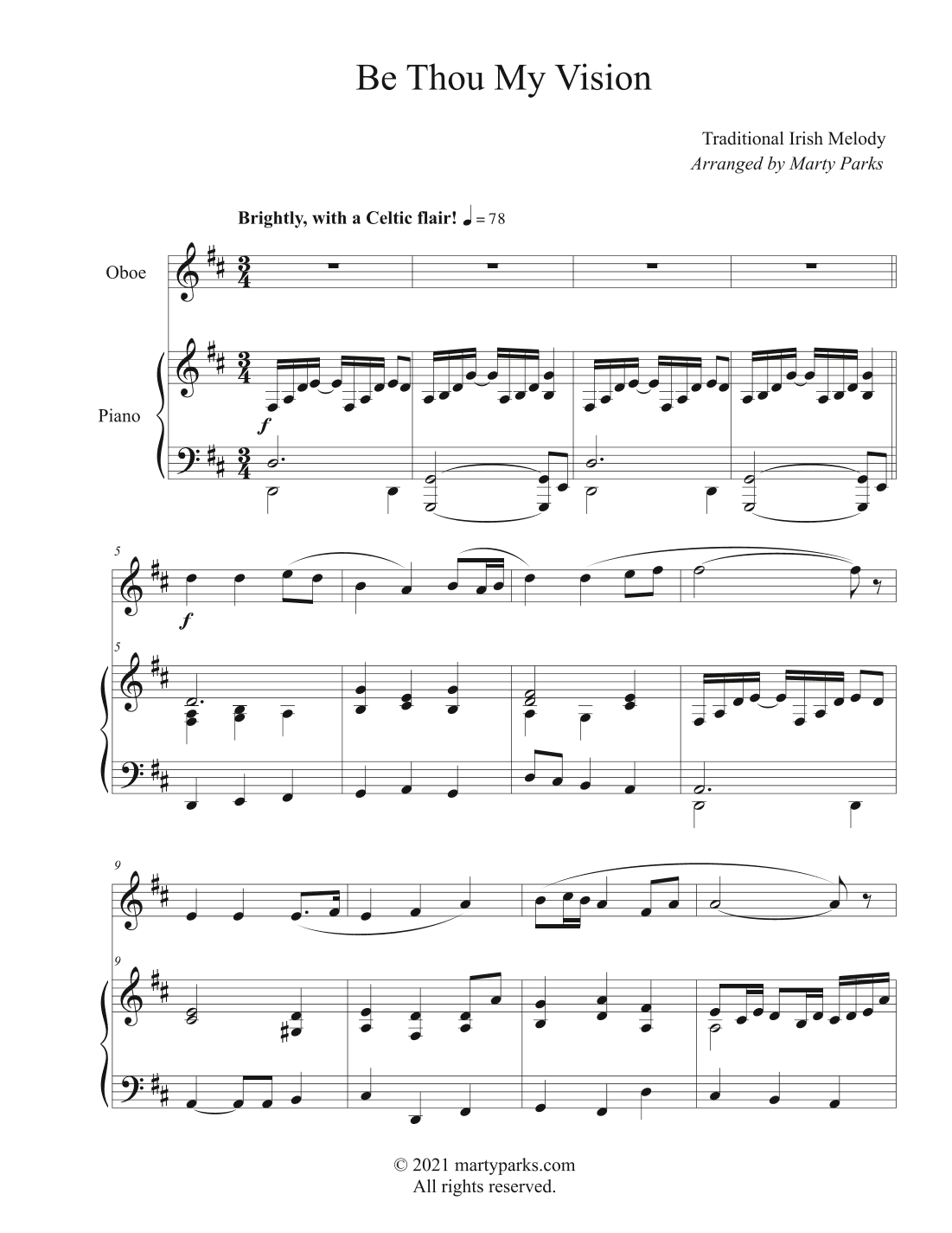 Be Thou My Vision (Oboe-Piano) (arr. Marty Parks)