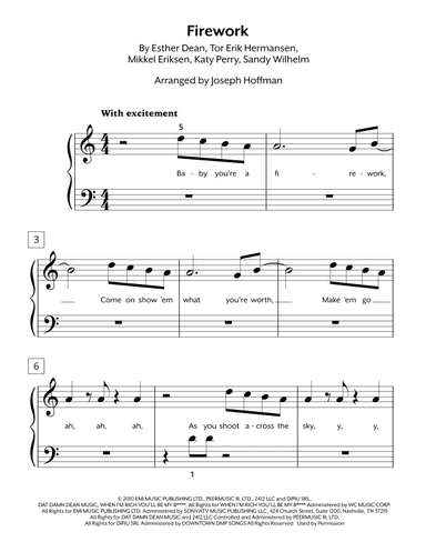 Firework (arr. Joseph Hoffman, Hoffman Academy - Easy Piano)