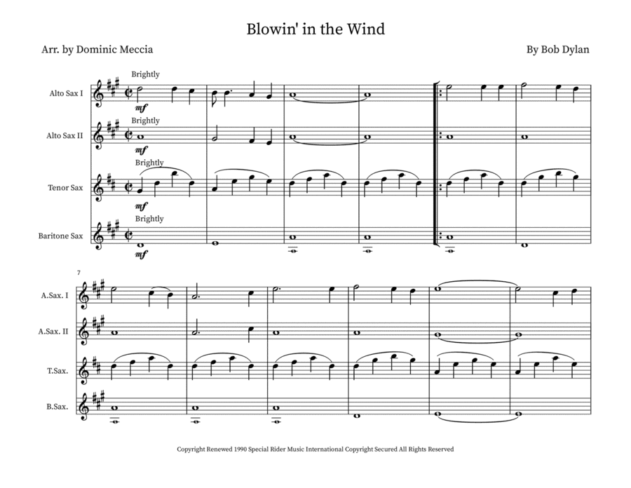 Blowin' In The Wind (arr. Dominic Meccia)