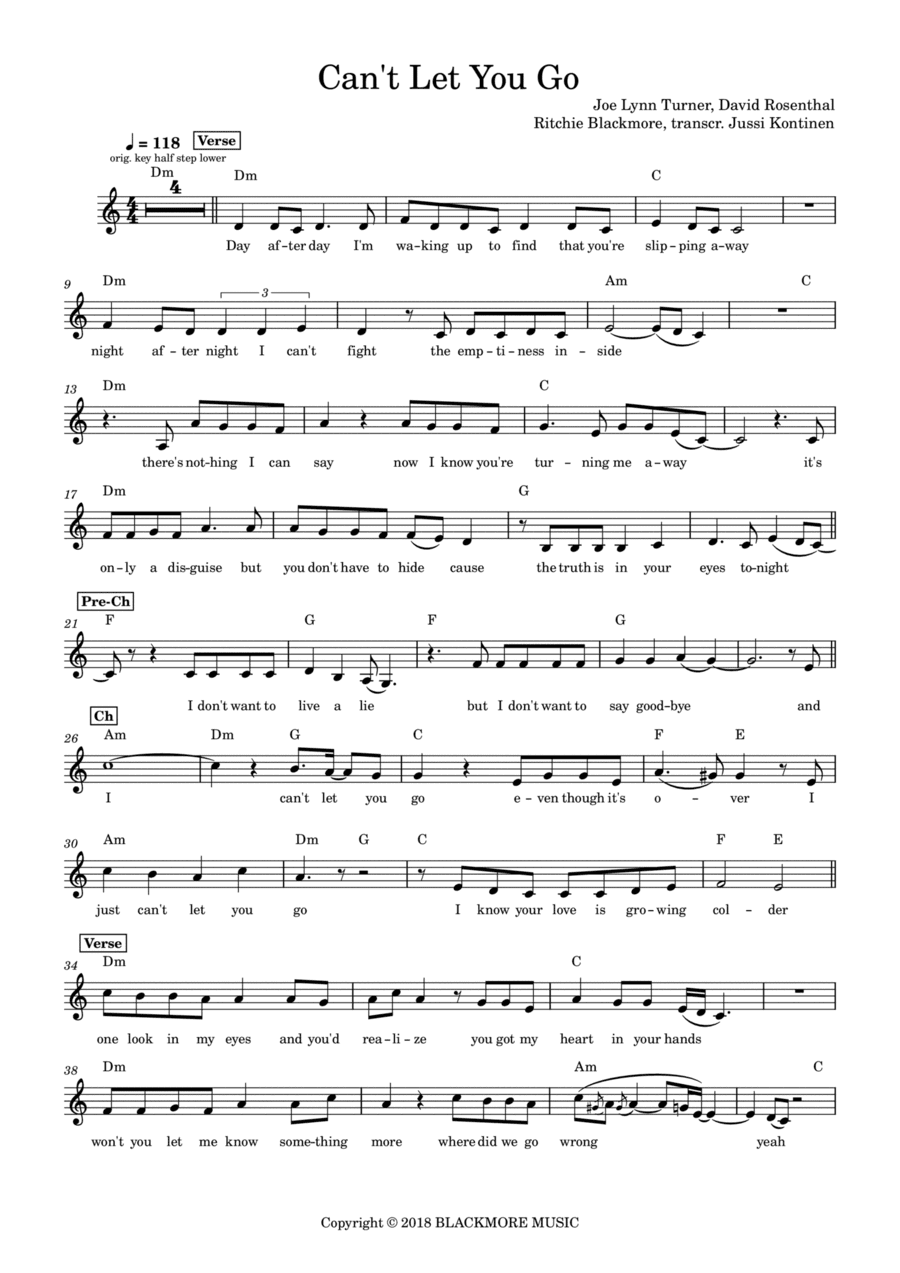 Can't Let You Go (arr. Jussi Kontinen)