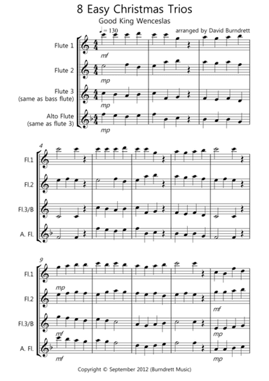 8 Easy Christmas Trios for Flute (arr. David Burndrett)