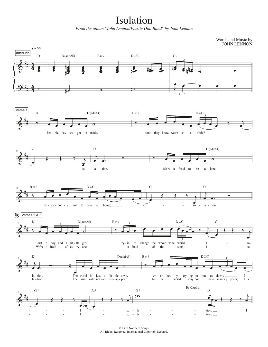 Isolation (arr. Travis J Gandy)